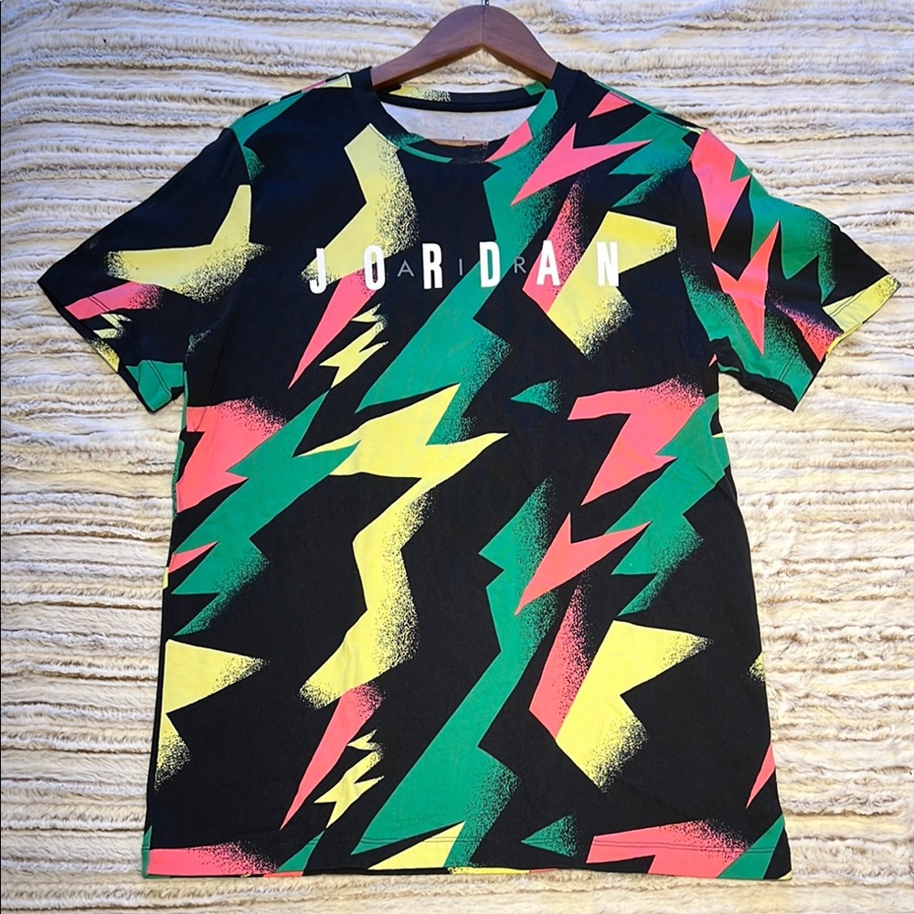Jordan Black and Green Short Sleeve Tee Energetic Pattern